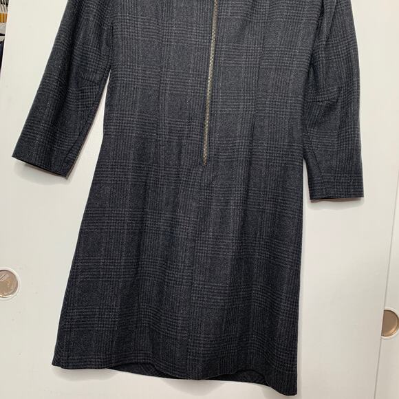 See by Chloe women's dark gray sawtooth plaid wool blend sheath dress SZ 6 - Picture 6 of 12